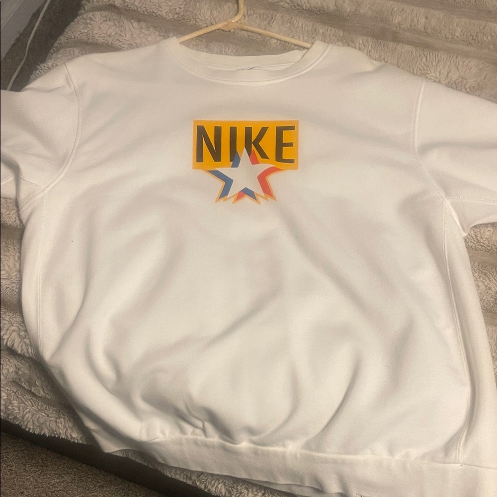 Nike White Sweatshirt with Multicolor Star